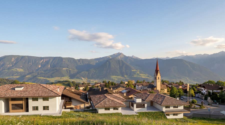 Ausblick über Vöran mit Bergpanorama